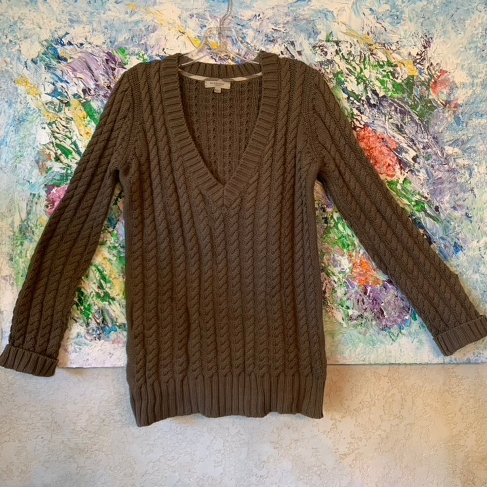 Burberry 100% Cotton Cable Knit Sweater Olive Green size S